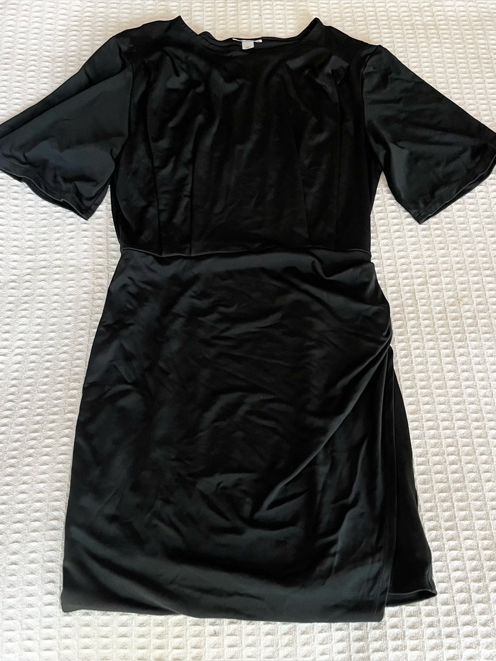 Future Collective Black Short Sleeve Faux-Wrap Dress size small